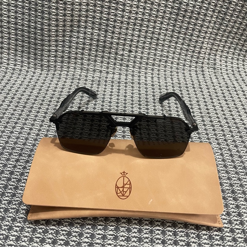 Jacques Marie Mage Men's Black Rectangular Sunglasses